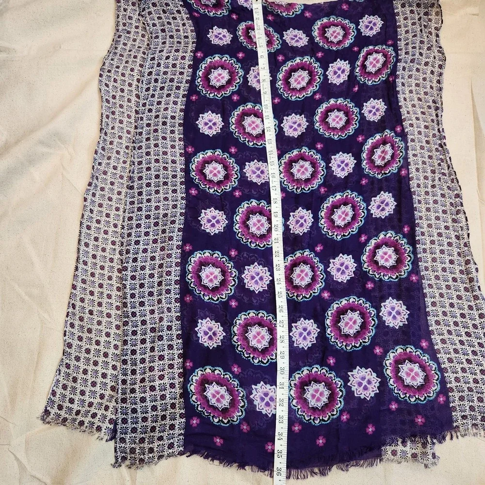 Vera Bradley Purple Floral Medallion Paisley Viscose Long Scarf Wrap 70x26